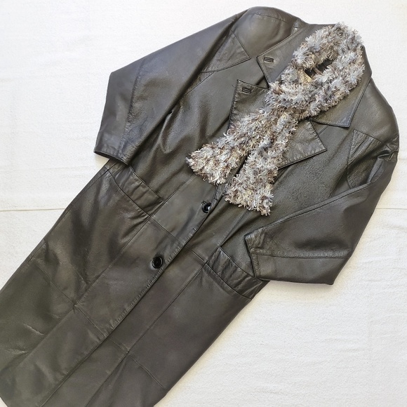 Pelle Studio Black Leather Trench Coat by Wilsons - Picture 1 of 8